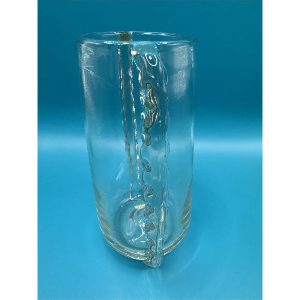 VNT Braided Glass Vase Handblown Clear W/ Slight Green  Tint 7.5”